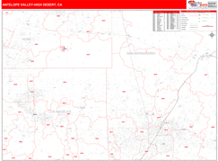 Antelope Valley-High Desert Metro Area Digital Map Red Line Style